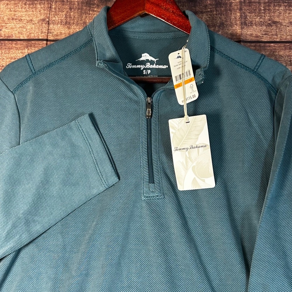 Tommy Bahama Mens Via Del Sands Half Zip Pullover Lightweight Seaway Blue Size S